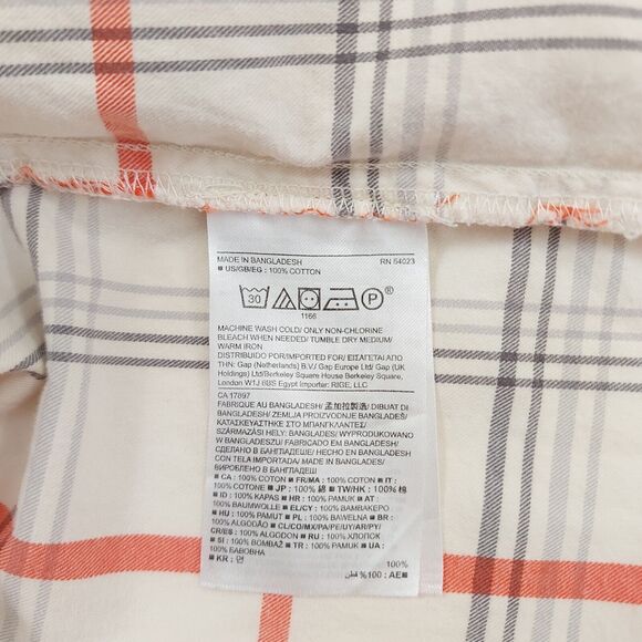 Banana Republic Shirt Womens XS Cotton Beige Plaid Button Up Long Sleeve Preppy - Picture 10 of 10